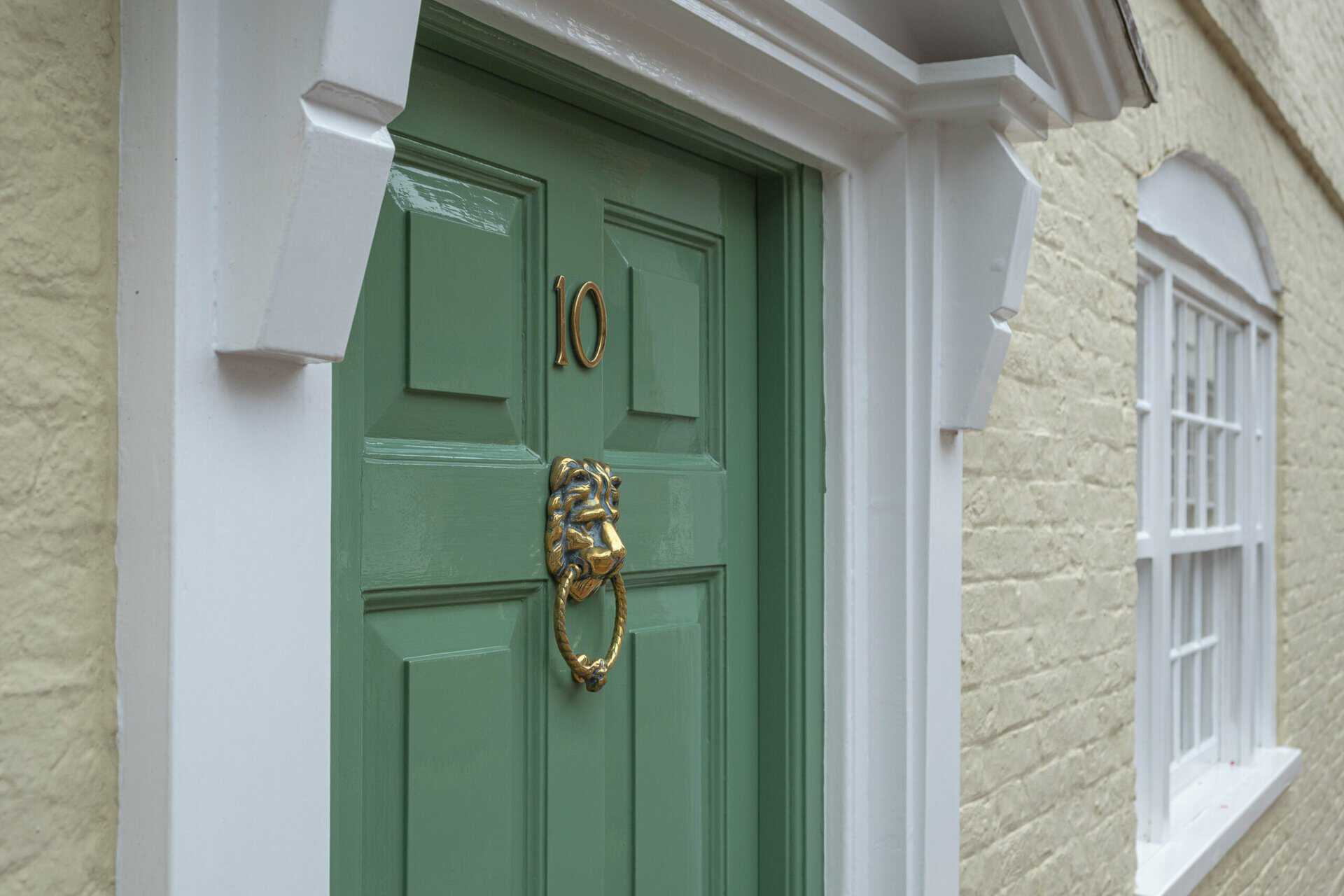 Green front door